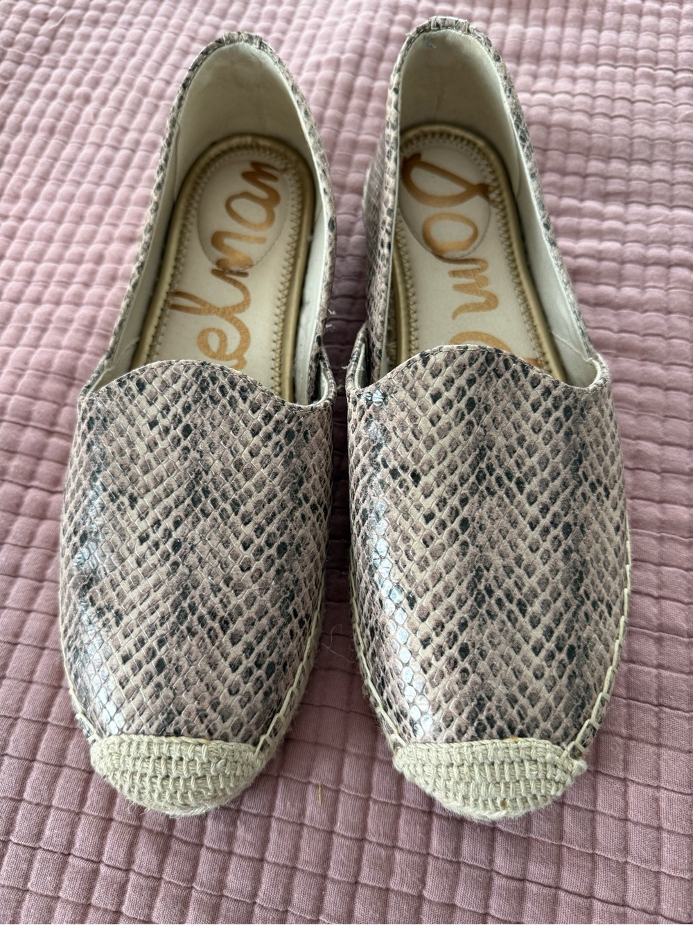 Sam Edelman Snake-Print Espadrille Slip-Ons in Taupe and Black 8
